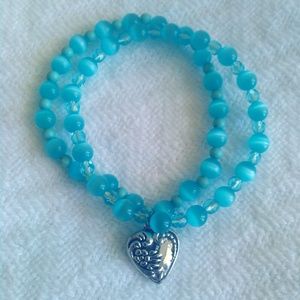 Double-strand bracelet with silver heart